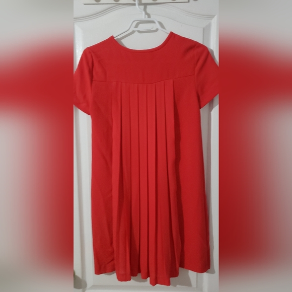 Zara Basic - bright red Back pleated dress with zipper - Picture 2 of 5
